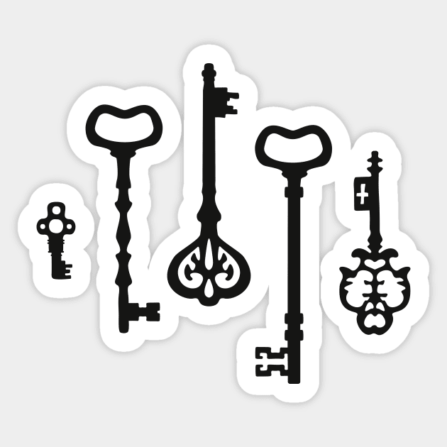 Victorian black & white Keys Sticker by XOOXOO